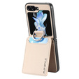 Etui do Samsung Galaxy Z Flip7 FE / Z Flip6, Card Slot Ring Case, beżowe
