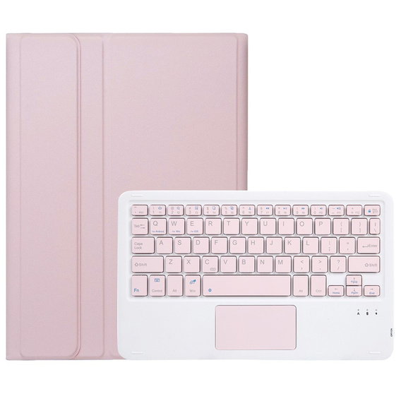 Etui z klawiaturą do Samsung Galaxy Tab S9, Leather Pen Slot TouchPad, różowe rose gold