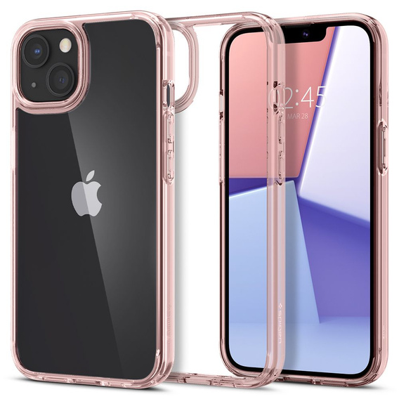 Etui Spigen do iPhone 13, Ultra Hybrid, różowe + szkło