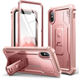 Etui pancerne do iPhone XS Max, Dexnor Full Body, różowe