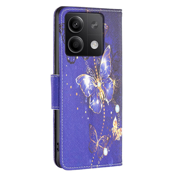 Etui z klapką do Xiaomi Redmi Note 13 5G, Wallet, Butterflies fioletowe