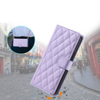 Etui z klapką do iPhone 16 Pro Max, Rhombus Crossbody Leather, fioletowe
