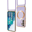 Etui do Samsung Galaxy S20 FE, Electro Heart MagSafe, fioletowe + Szkło na ekran + Smycz