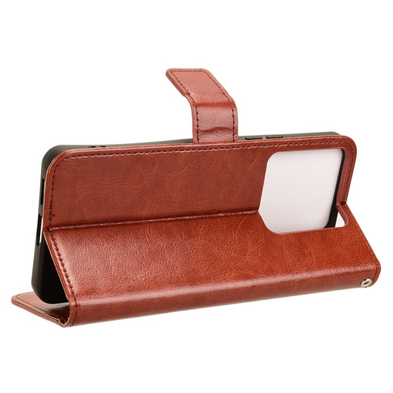 Etui z klapką do Xiaomi Redmi Note 13 Pro 5G, Crazy Horse Wallet, brązowe
