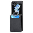 Etui do Samsung Galaxy Z Flip7 FE / Z Flip6, Card Slot Ring Case, czarne
