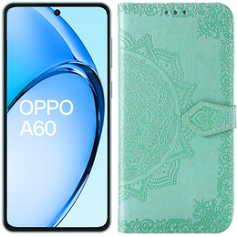 Etui z klapką do Oppo A60, Mandala, zielone