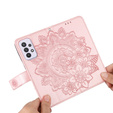 Zestaw Etui z klapką do Samsung Galaxy A33 5G, Mandala i kwiaty, różowe rose gold + szkło