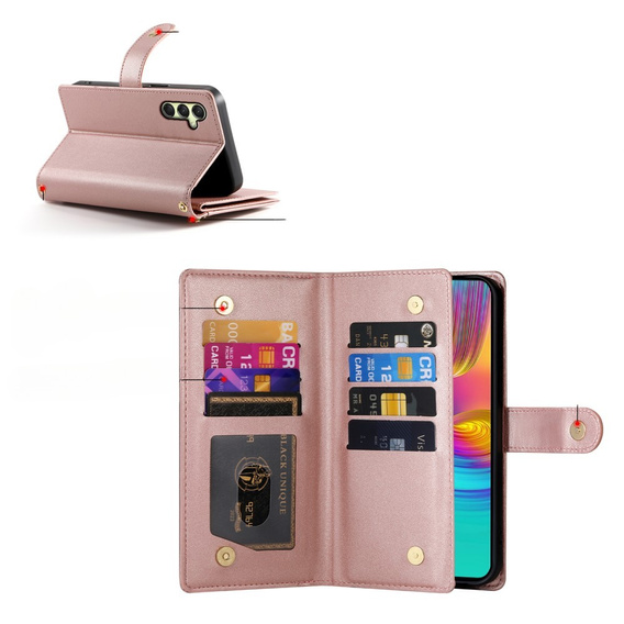 Etui z klapką do Samsung Galaxy A36 5G, Wallet Zipper Pocket, różowe