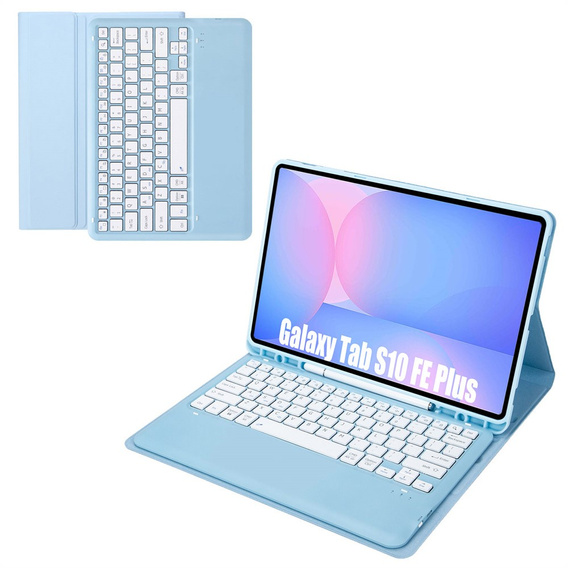 Etui z Klawiaturą Bluetooth do Samsung Galaxy Tab S10 FE+ X620 / X626B - niebieskie