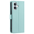 Etui z klapką do iPhone 16, Rhombus Crossbody Leather, zielone