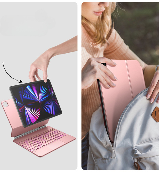 Etui z klawiaturą Dracool do iPad Air 13" 2025/2024 (7/6 gen.) / Pro 12.9" 2022/2021/2020 (6/5/4 gen.) – różowe