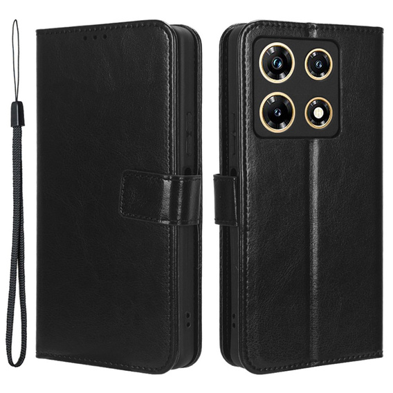 Etui z klapką do Infinix Note 30 Pro 4G, Crazy Horse Wallet, czarne