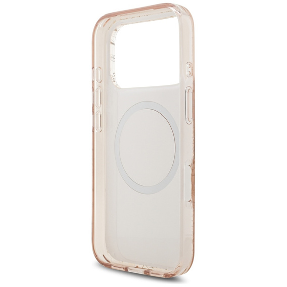 Etui Guess IML Flowers Electroplated Allover With Beads Strap, do MagSafe, z paskiem do iPhone 17 Pro Max