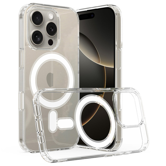 Etui Magnetyczne do iPhone 16 Pro Max, ERBORD CrystalMag, przezroczyste + Szkło na ekran