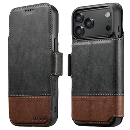 Etui z klapką 2w1 do iPhone 17 Pro, SUTENI, do MagSafe, czarne