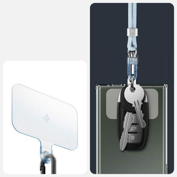 Smycz do telefonu Spigen Crossbody Strap + Wrist Strap + ConTag, niebieska