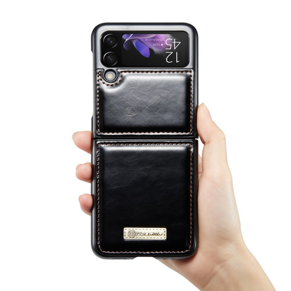 Etui z klapką CASEME do Samsung Galaxy Z Flip 3, Waxy Textured, czarne