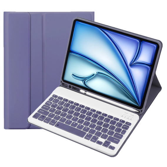 Etui z klawiaturą do iPad Air 11" 2025/2024 (7/6 gen.), Leather Pen Slot, fioletowe