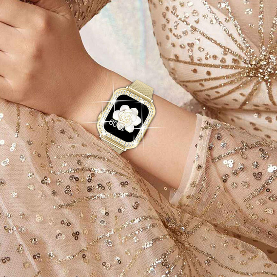 Bransoleta + Etui z Diamentami do Apple Watch 4/5/6/SE 40mm, Złota
