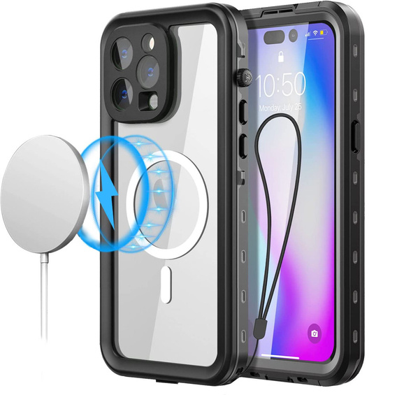 Etui wodoodporne do iPhone 14 Pro, Redpepper, do MagSafe, czarne