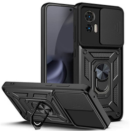 Etui do Motorola Edge 30 Neo 5G, pancerne Slide Ring, czarne + szkło 9H