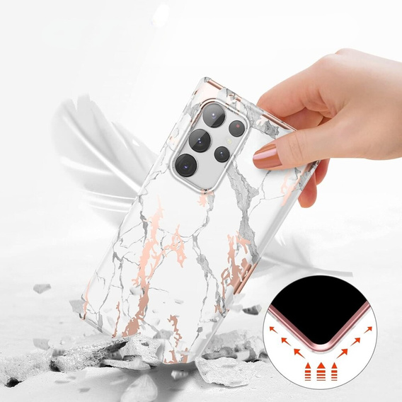 Etui do Samsung Galaxy S22 Ultra, Suritch Full Body Marble, białe