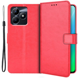 Etui z klapką do Realme C51, Crazy Horse Wallet, czerwone