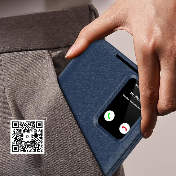 Etui z klapką do Samsung Galaxy S24 FE, Smart View Wallet, granatowe