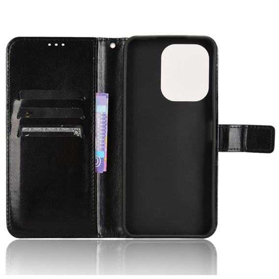 Etui z klapką do Xiaomi Redmi 13, Crazy Horse Wallet, czarne
