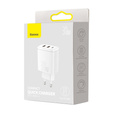 Baseus Compact PD 30W – ładowarka sieciowa z 3 portami (1x USB-C, 2x USB-A), biała