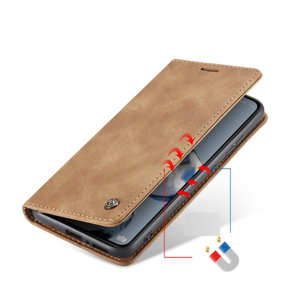 Etui CASEME do Xiaomi 12T / 12T Pro, Leather Wallet Case, brązowe