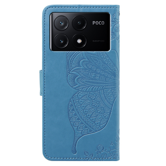 Etui z klapką do Xiaomi Poco F6 Pro, Butterfly, niebieskie