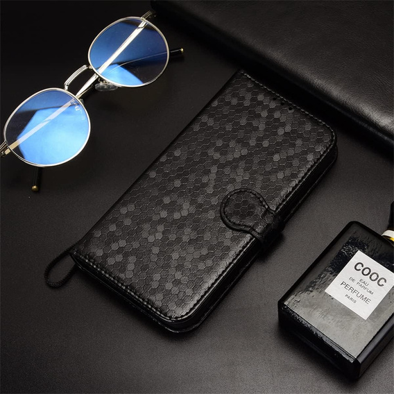Etui Wallet Rhombus z klapką do Realme C71 – eleganckie i praktyczne, czarne