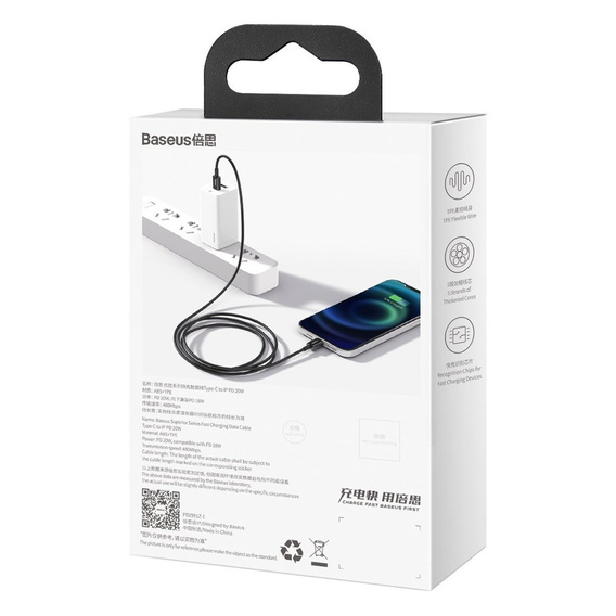 Baseus Superior PD – kabel USB-C do Lightning 2 m, 20W, czarny