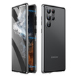 Etui do Samsung Galaxy S23 Ultra, Magnetic Dual Glass, srebrne