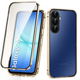 Etui do Samsung Galaxy A17 5G, Magnetic Dual Glass, przezroczyste ze złotymi bokami