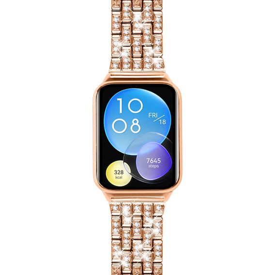 Bransoleta z Diamentami do Xiaomi Smart Band 8 Pro / Xiaomi Smart Band 9 Pro, Różowe rose gold