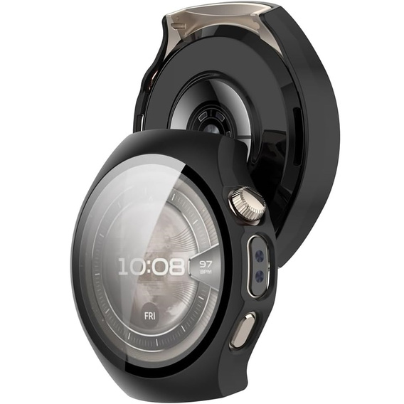 2w1 Etui z twardą ramką i szkłem hartowanym do Huawei Watch 5 42mm - matowe czarne