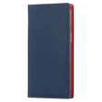 Etui z klapką do iPhone 14 Plus, Litchi Skin Grain, granatowe