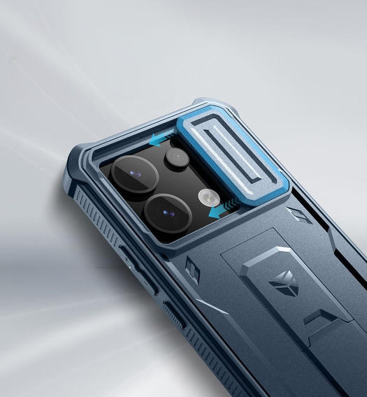 Pancerne etui Dexnor z podstawką i osłoną kamery do Xiaomi Redmi Note 13 Pro 5G / POCO X6 5G - niebieskie