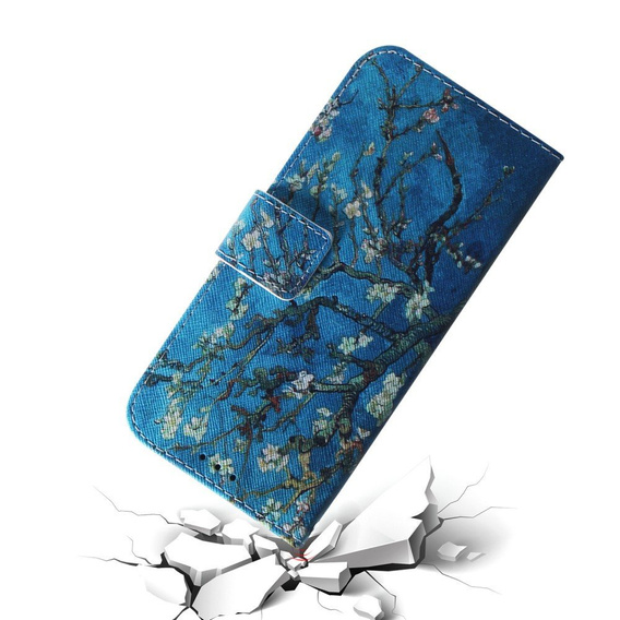 Etui z klapką do Huawei P30 Lite, Wallet, Sakura niebieskie