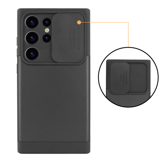 Pancerne etui do MagSafe na Samsung Galaxy S24 Ultra, ERBORD MagProtect Cam Slider, czarne