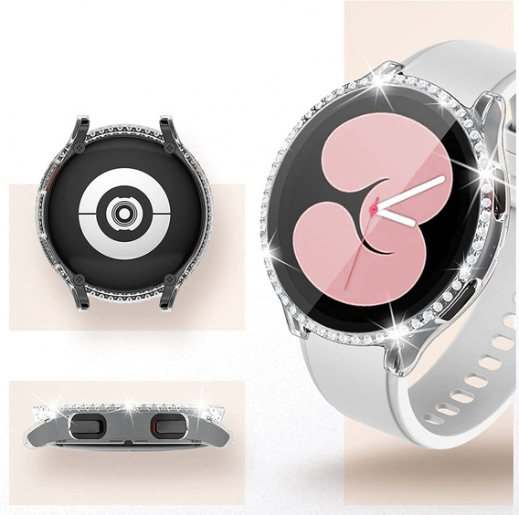 2w1 Etui + Szkło Hartowane do Samsung Galaxy Watch 6 40mm, Przezroczyste, Bezbarwne