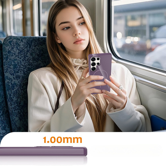 Etui do Samsung Galaxy S25 Ultra, magnetyczne z paskiem – fioletowe
