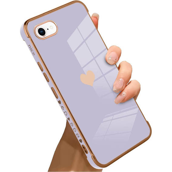 Zestaw Etui do iPhone 7/8/SE 2020/SE 2022, Electro heart, Fioletowe + Szkło