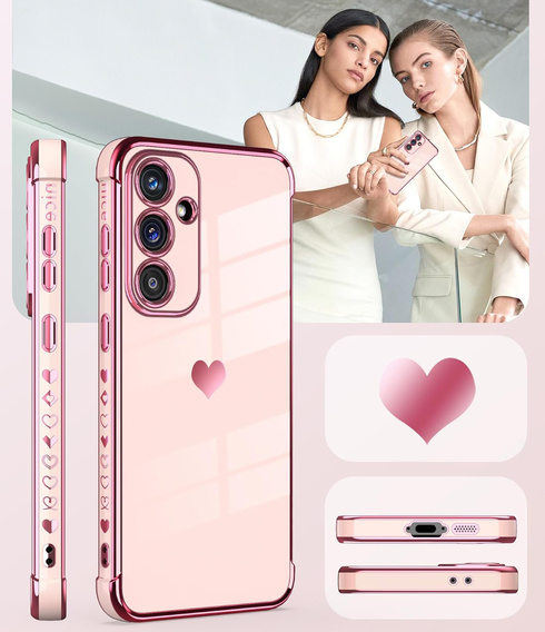 Etui do Samsung Galaxy A36 5G, Electro heart, różowe rose gold + Szkło 9H