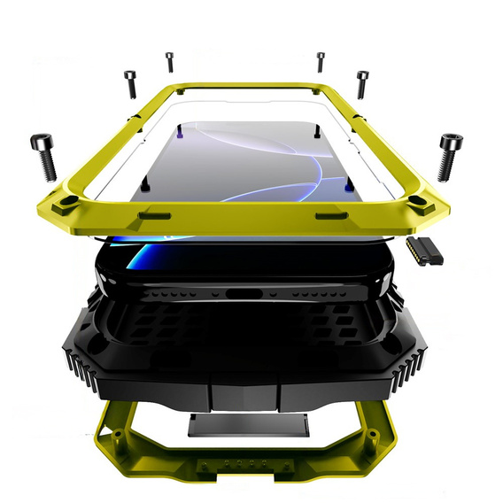 Etui R-JUST z podstawką i wbudowanym szkłem do iPhone 17 Pro Max