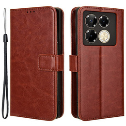Etui z klapką do Infinix Note 40 Pro, Crazy Horse Wallet, brązowe