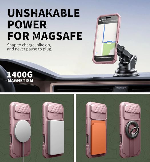 Etui Dexnor pancerne z podstawką i przesłoną aparatu, do MagSafe do iPhone 17 Air