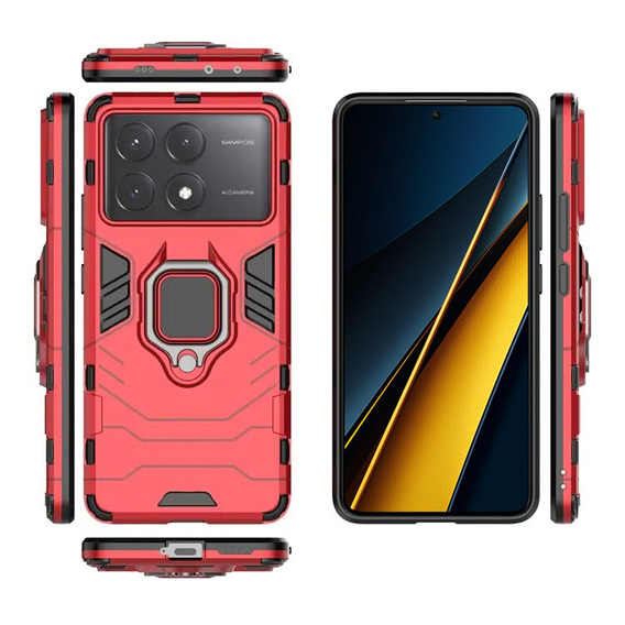 Etui do Xiaomi Poco X6 Pro 5G, Kickstand Ring, czerwone